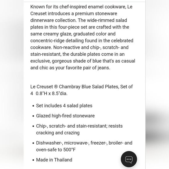 Le Creuset Salad Plates Set Of 4- Chambray Blue - Picture 5 of 9